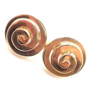 Authentic! Vintage BULGARI BULGARI 18k Yellow Gold Swirl Earrings
